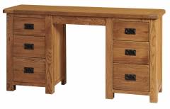 Rustic Oak Double Pedestal Dressing Table