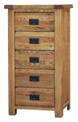 Rustic Oak 5 Drawer Wellington