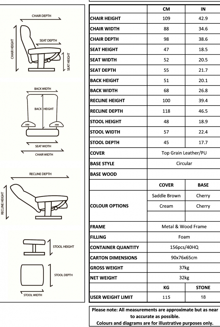 Sorrento recliner chair spec