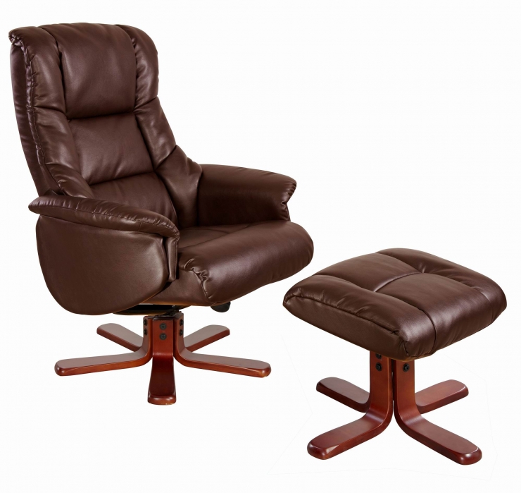 Narbonne bonded leather recliner nutbrown