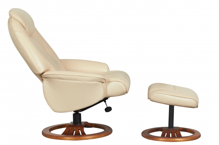 Royan leather recliner chair cream