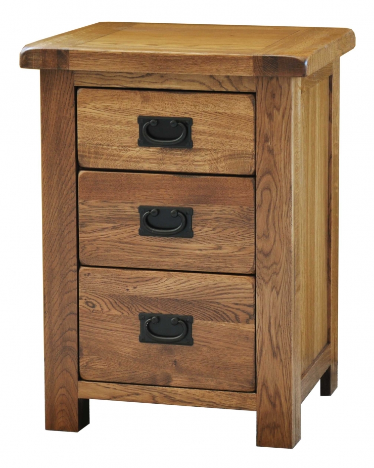 Rustic 3 Drawer High Bedside