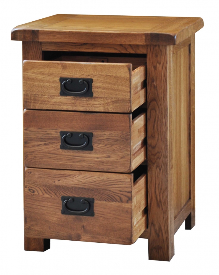 Rustic 3 Drawer High Bedside