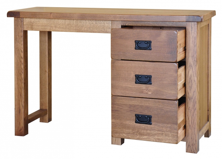 Rustic Oak Single Pedestal Dressing Table